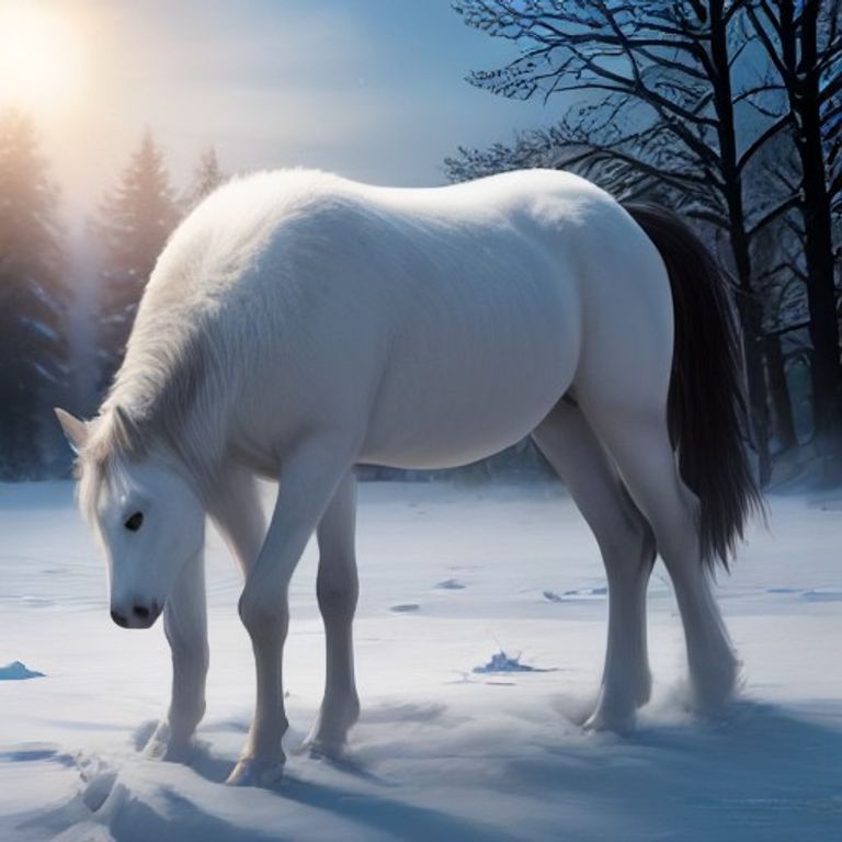 Een paard in een winters landschap met een warme deken, gecreëerd door Nano Banana 2 in een fotorealistische stijl